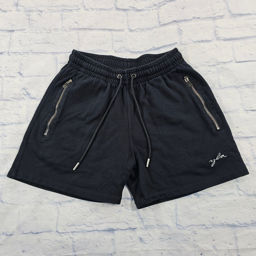 YoungLA Sweat Shorts MENS M Black Zipper Pockets Gym Streetwear YLA2449 #149